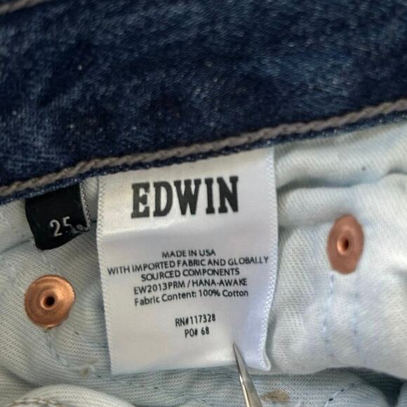 Edwin Hana Classic Straight Jeans in Blue Medium Wash Awake - Picture 7 of 7